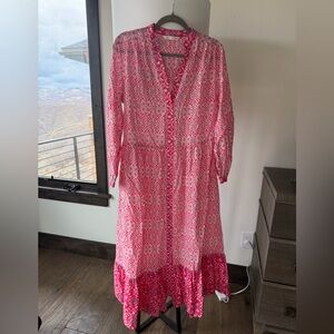 ZARA PINK tiered long sleeved maxi dress - size medium